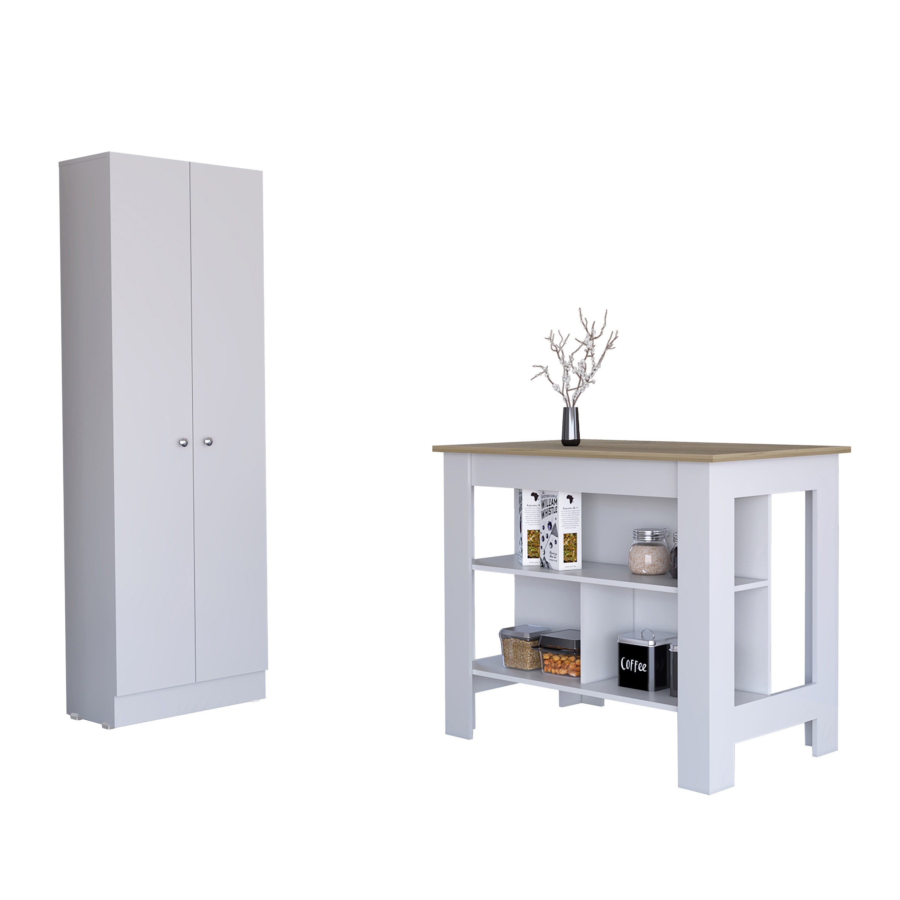Conjunto charlotte de cocina, isla de cocina + armario multiusos
