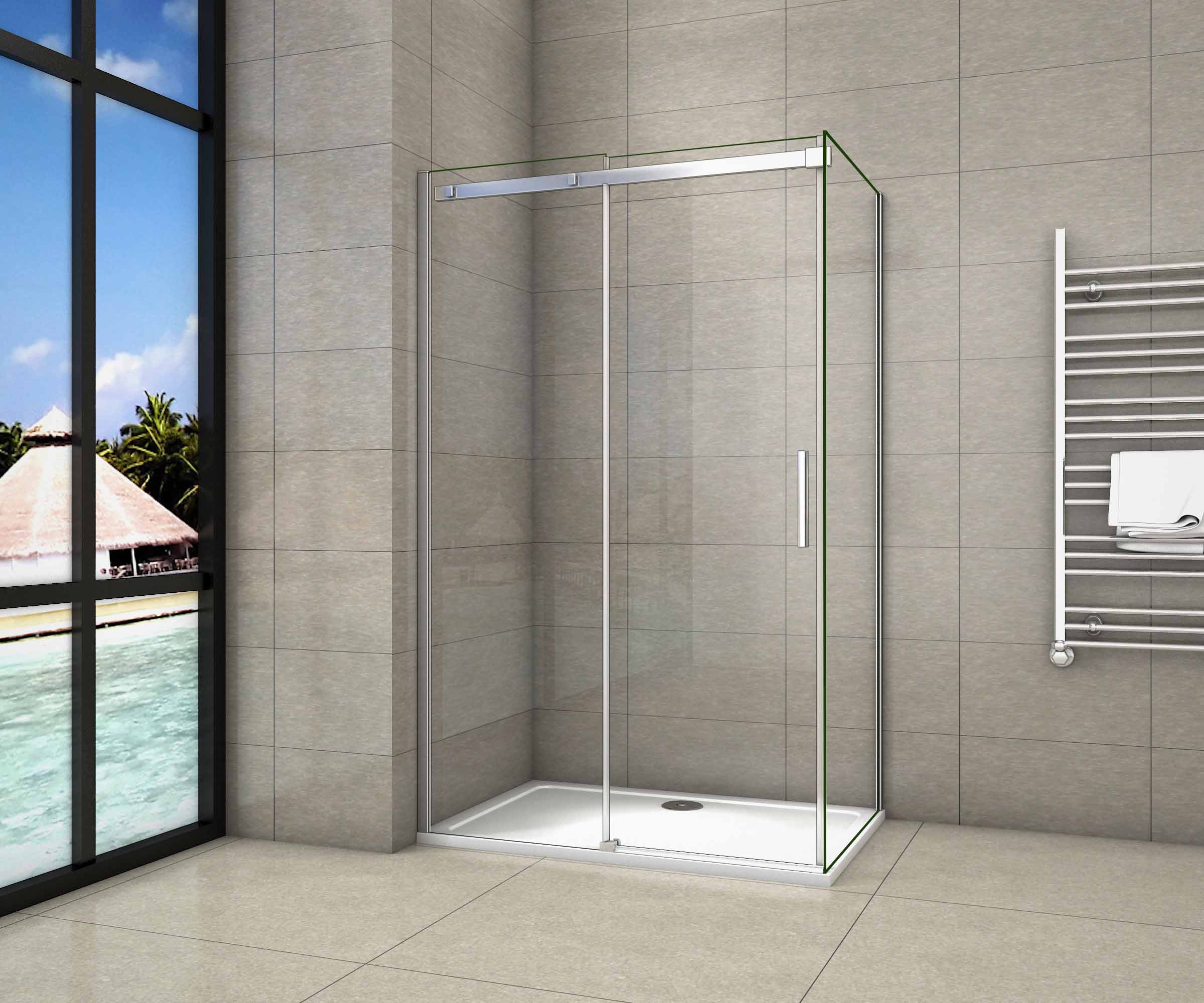 Mampara de ducha corredera+lateral,8mm antical,(975-995)x(883-903)x1950mm