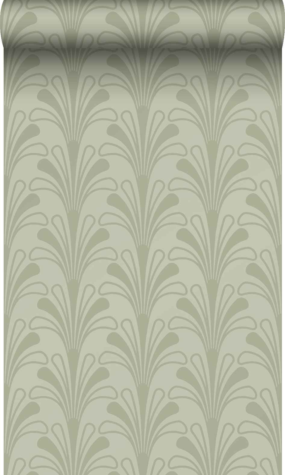 Origin papel pintado arte deco verde grisáceo 50 x 900 cm