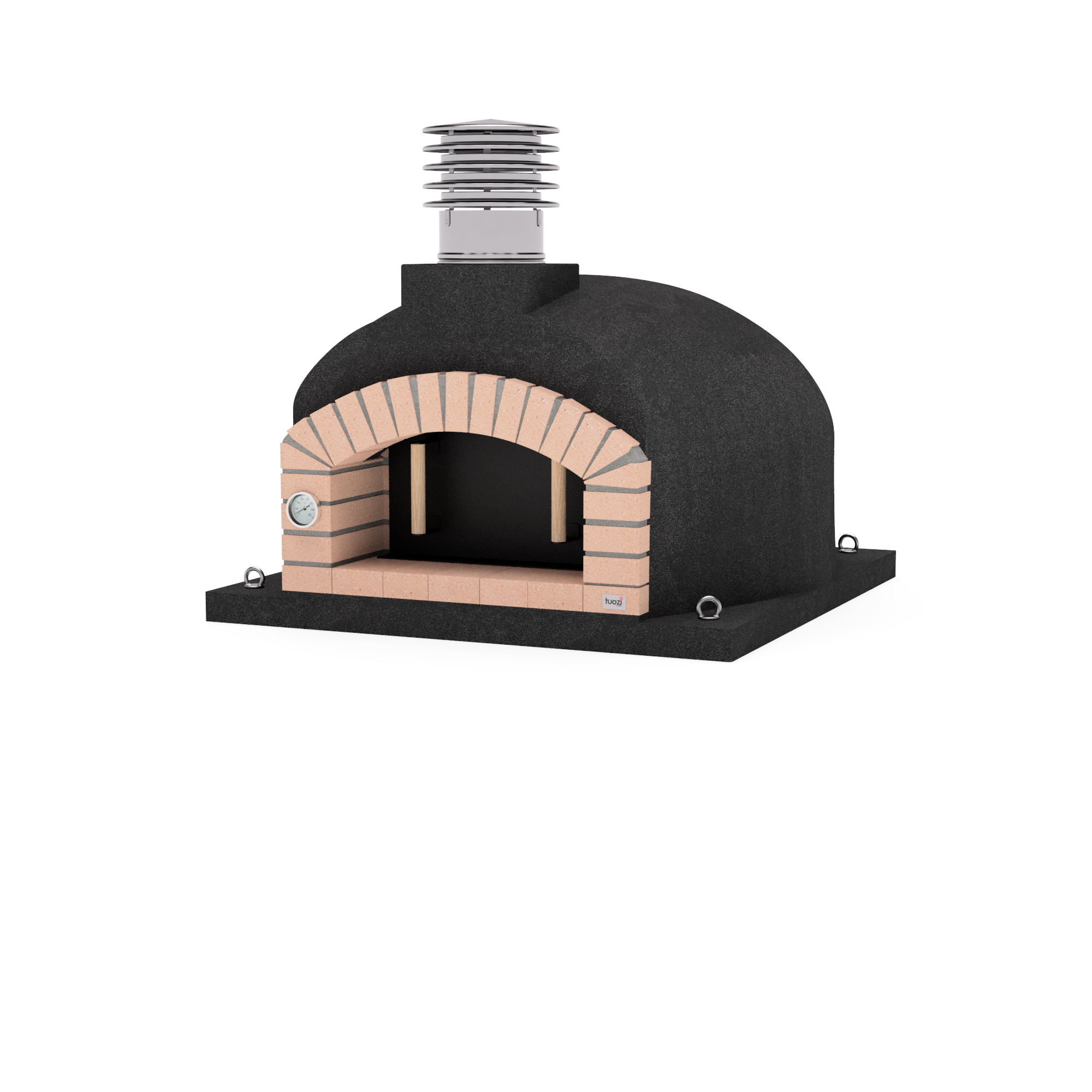 Horno de leña exterior de obra modelo olympus mons negro - 130x130x82cm