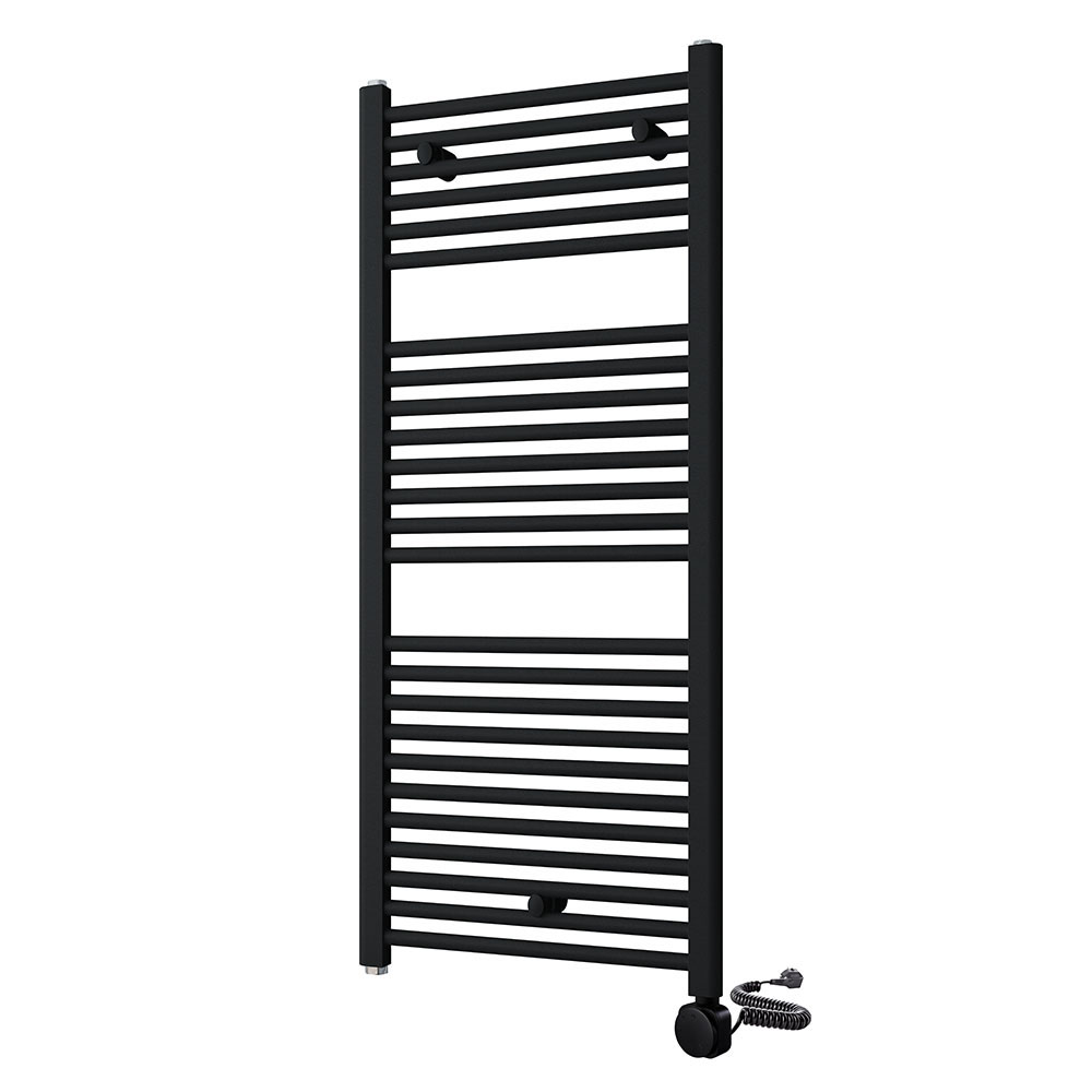 Kibath secatoallas radiador eléctrico de 120 cm x 50 cm negro mate de acero