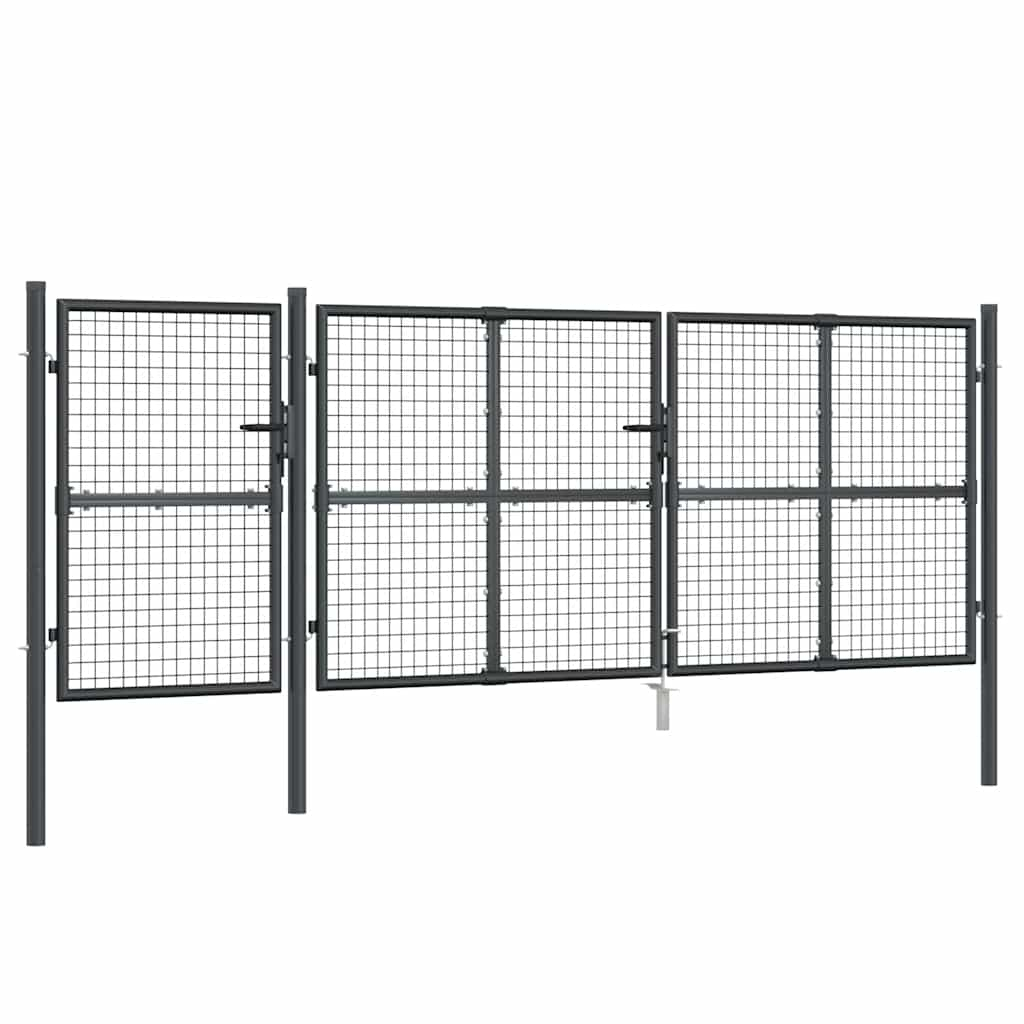 vidaXL puerta de jardín de malla color antracita 400 x 125 cm acero