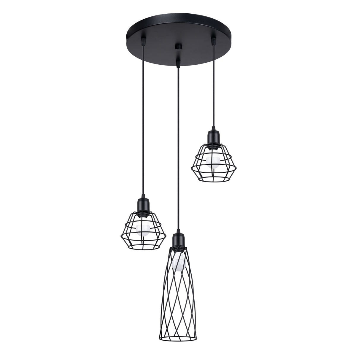 Lámpara coLGante suba 3 negro acero 38x120x38cm