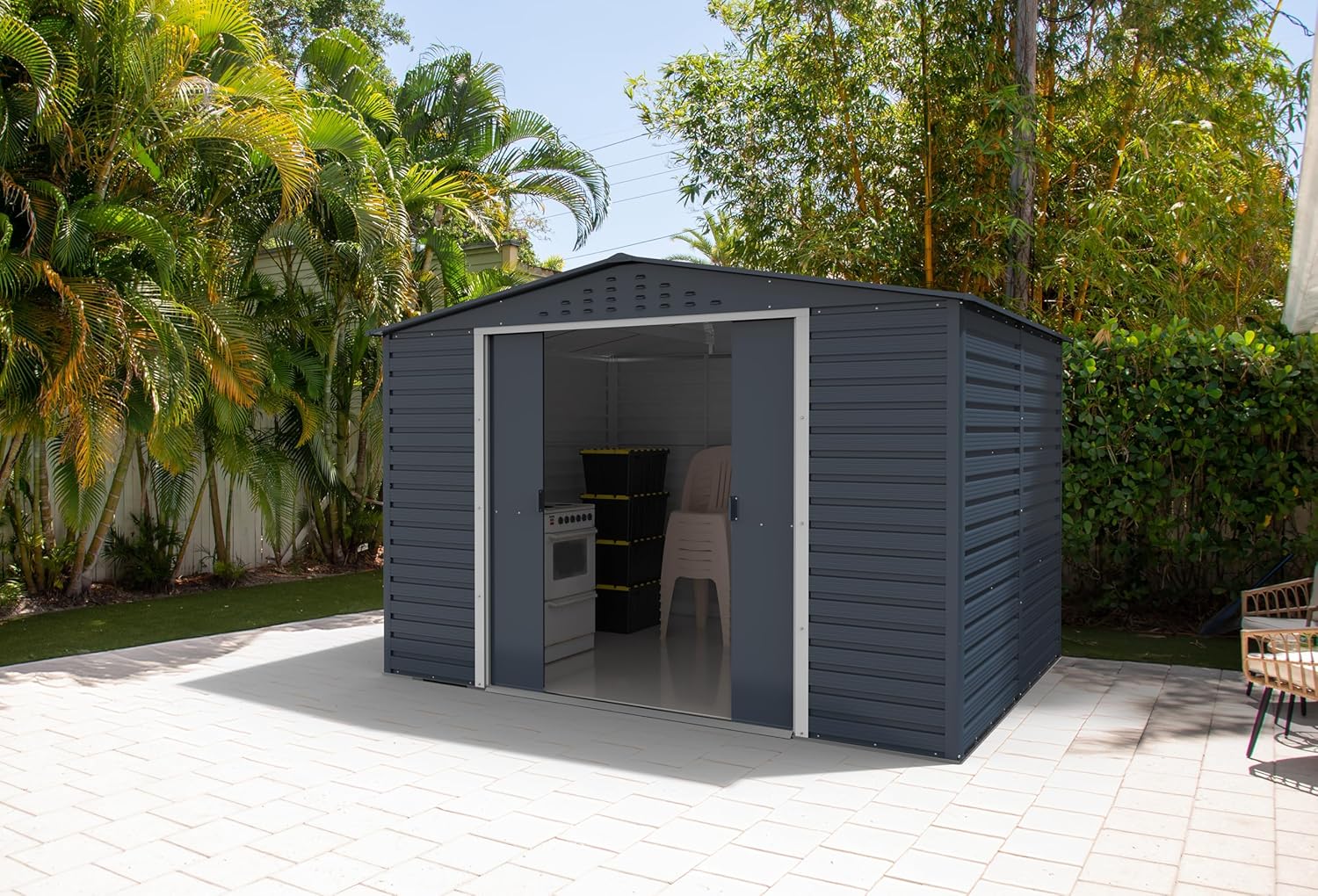 Caseta cobertizo metal jardin alpine 8x6 antracita duramax