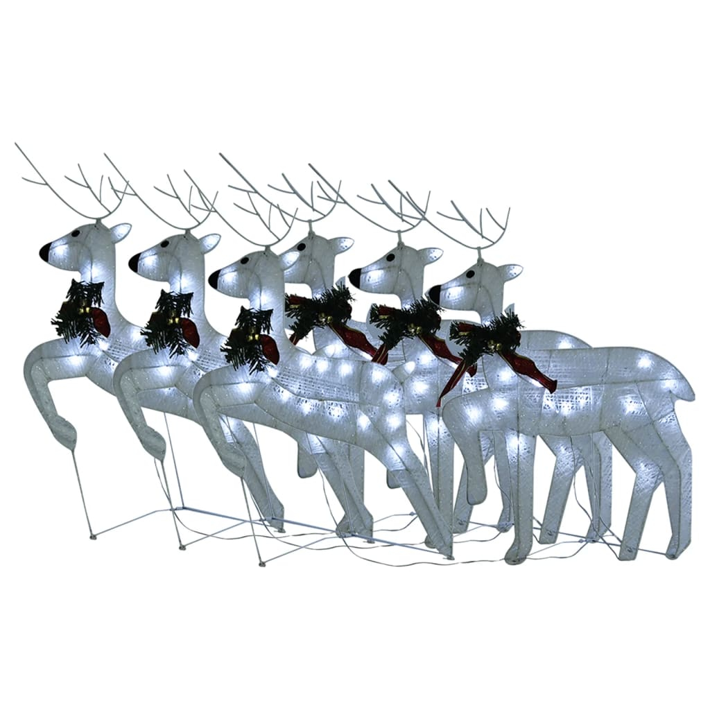 vidaXL renos de navidad 6 unidades 120 LED blanco