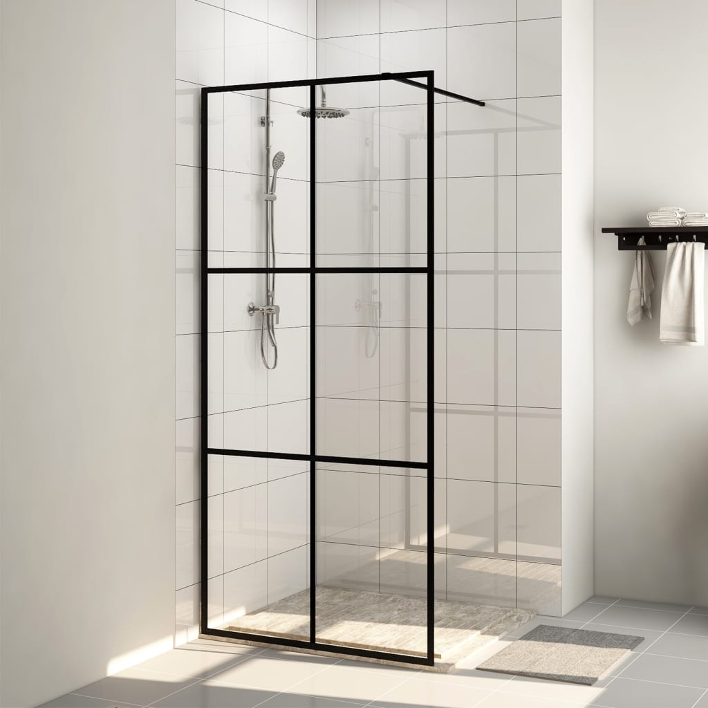 Mampara ducha accesible vidrio esg transparente negro 100x195cm