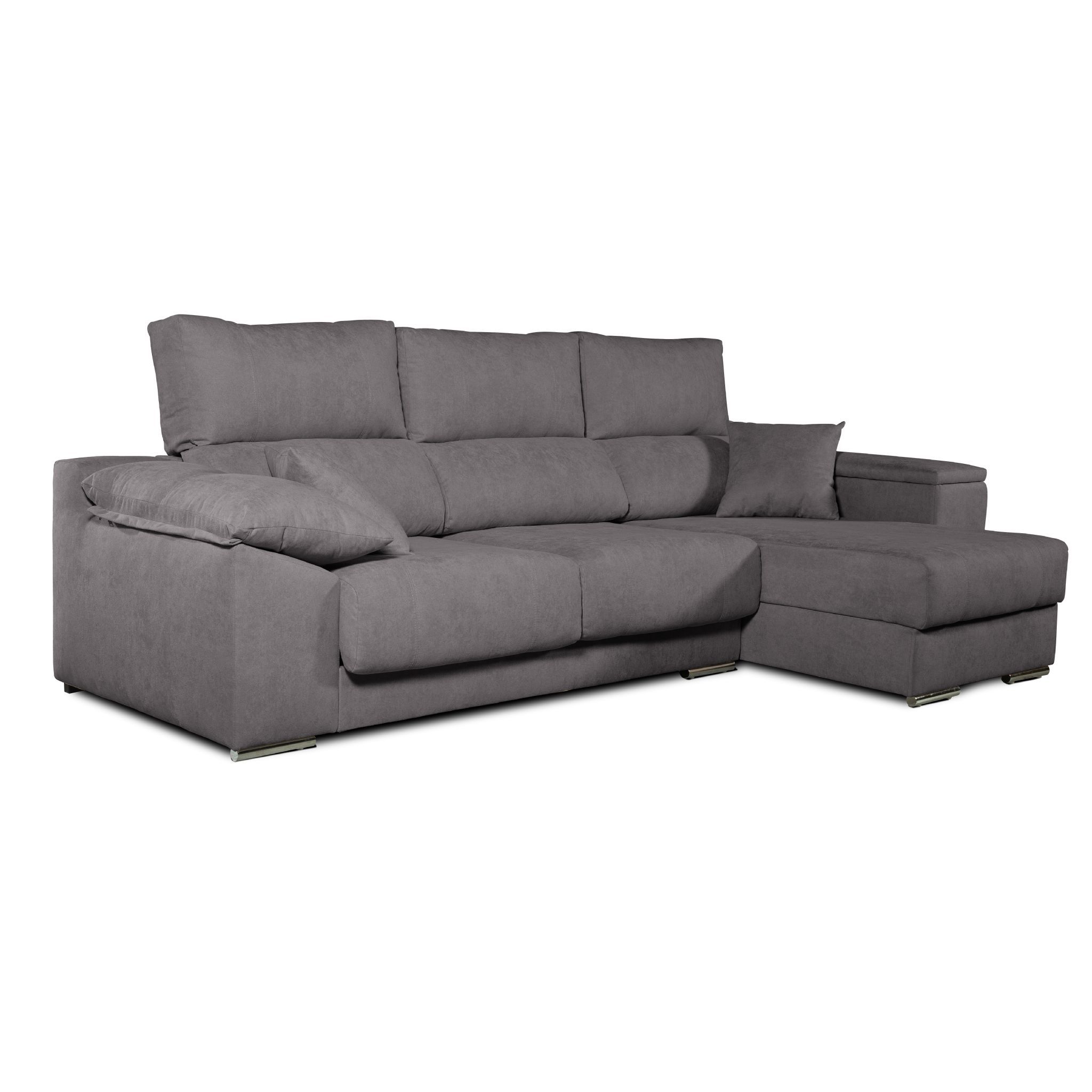 Sofá chaiselongue corsa tela antimanchas gris derecha