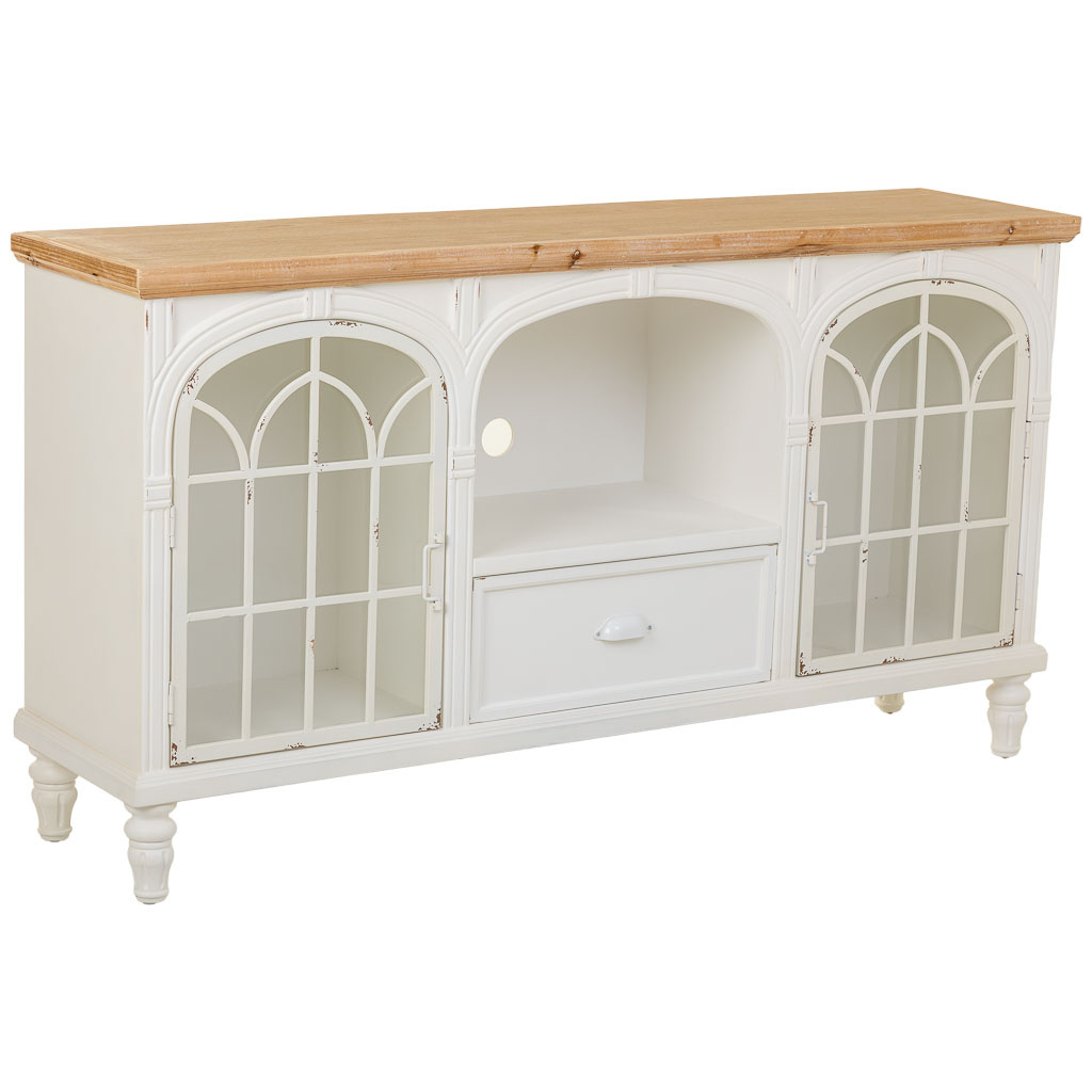 Aparador de madera blanco de 2 puertas y 1 cajon 150x36x80h cm