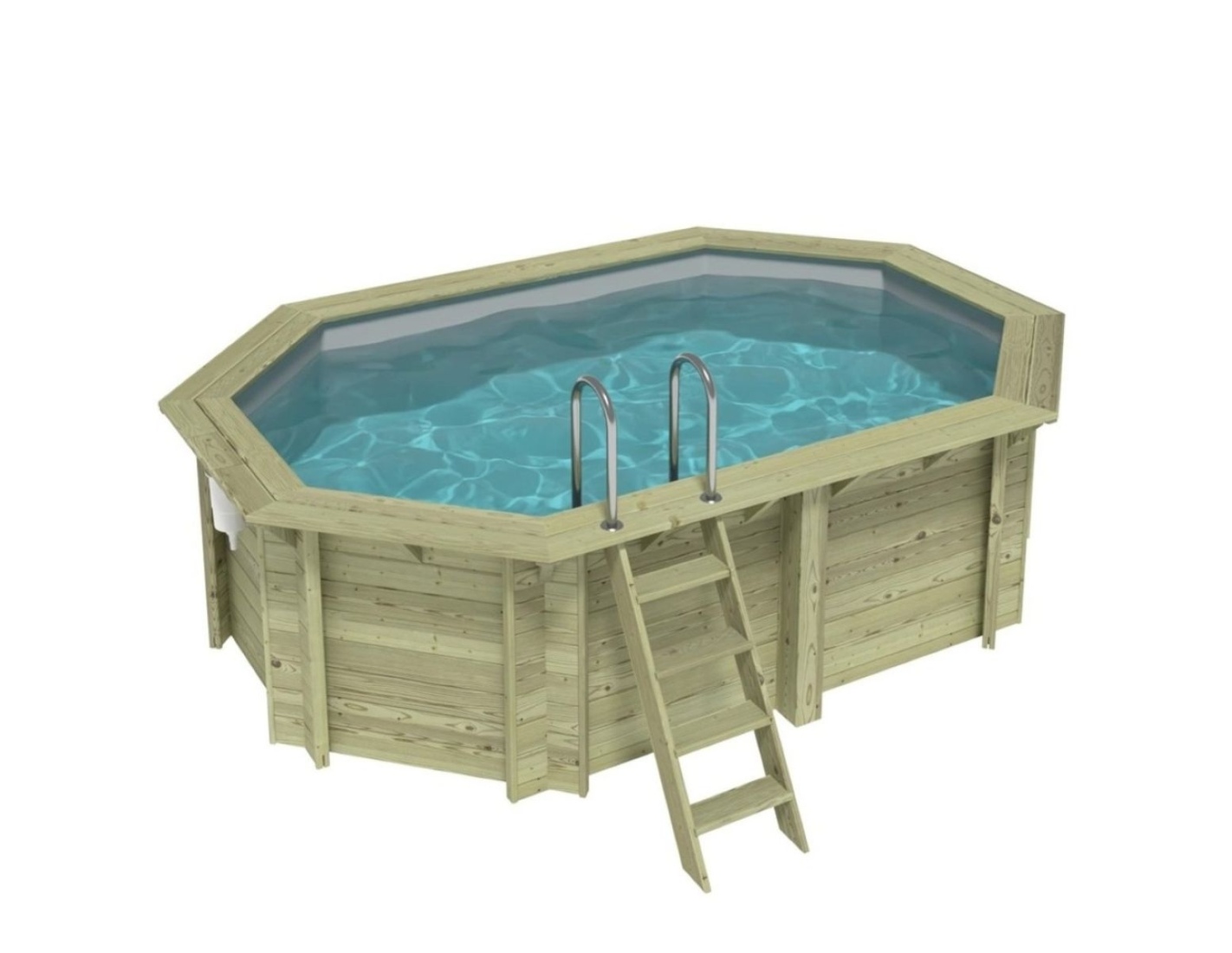 Piscina de madera nemo 4.3x3 – h.1.18, gris, con vigas ipn - bas7302ospi2