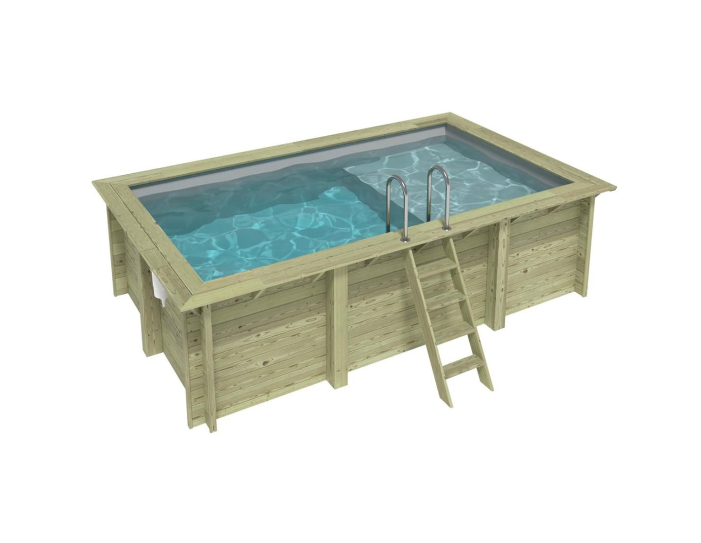 Piscina de madera aqua 4.65x2.85 - h.1.24 m con playa, gris, con vigas l