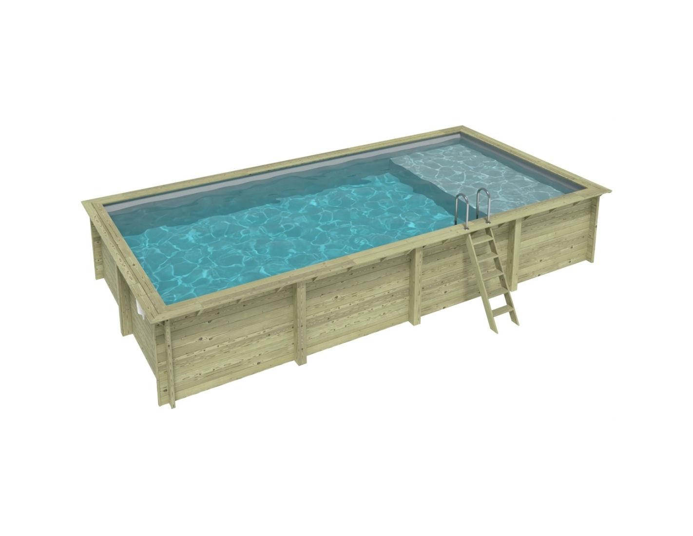 Piscina de madera aqua 8.5x4.35 - h.1.45 m con playa, gris, con vigas ipn