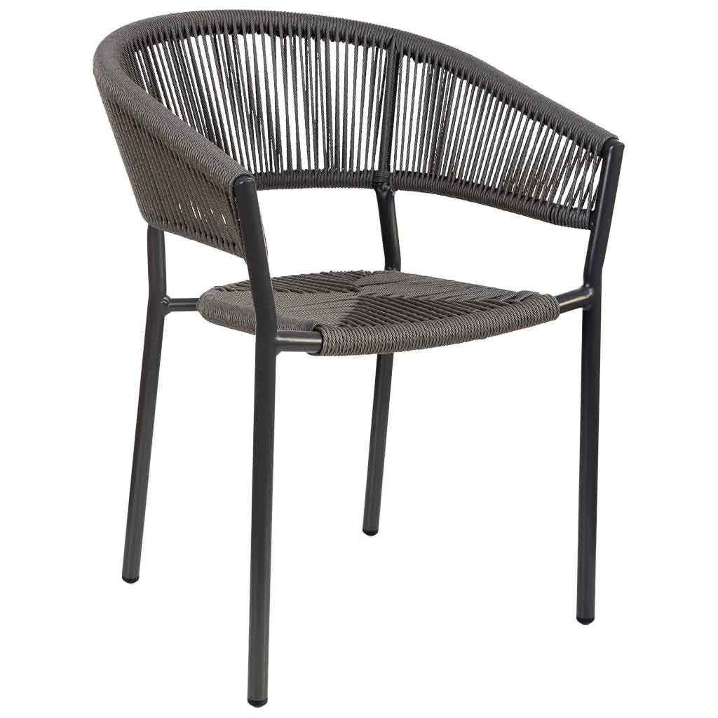 Silla de ratan sintético gris 56x61x78