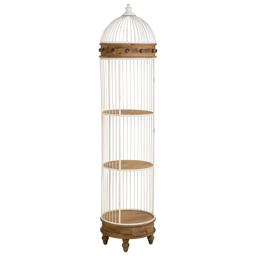 Estantería de madera y metal de 3 baldas blanca 40x40x176h cm