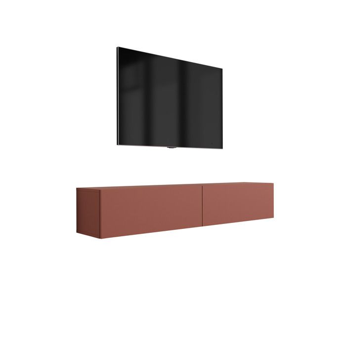 Mueble de tv contemporáneo - rojo ladrillo - 2 puertas - 170x32x34 cm
