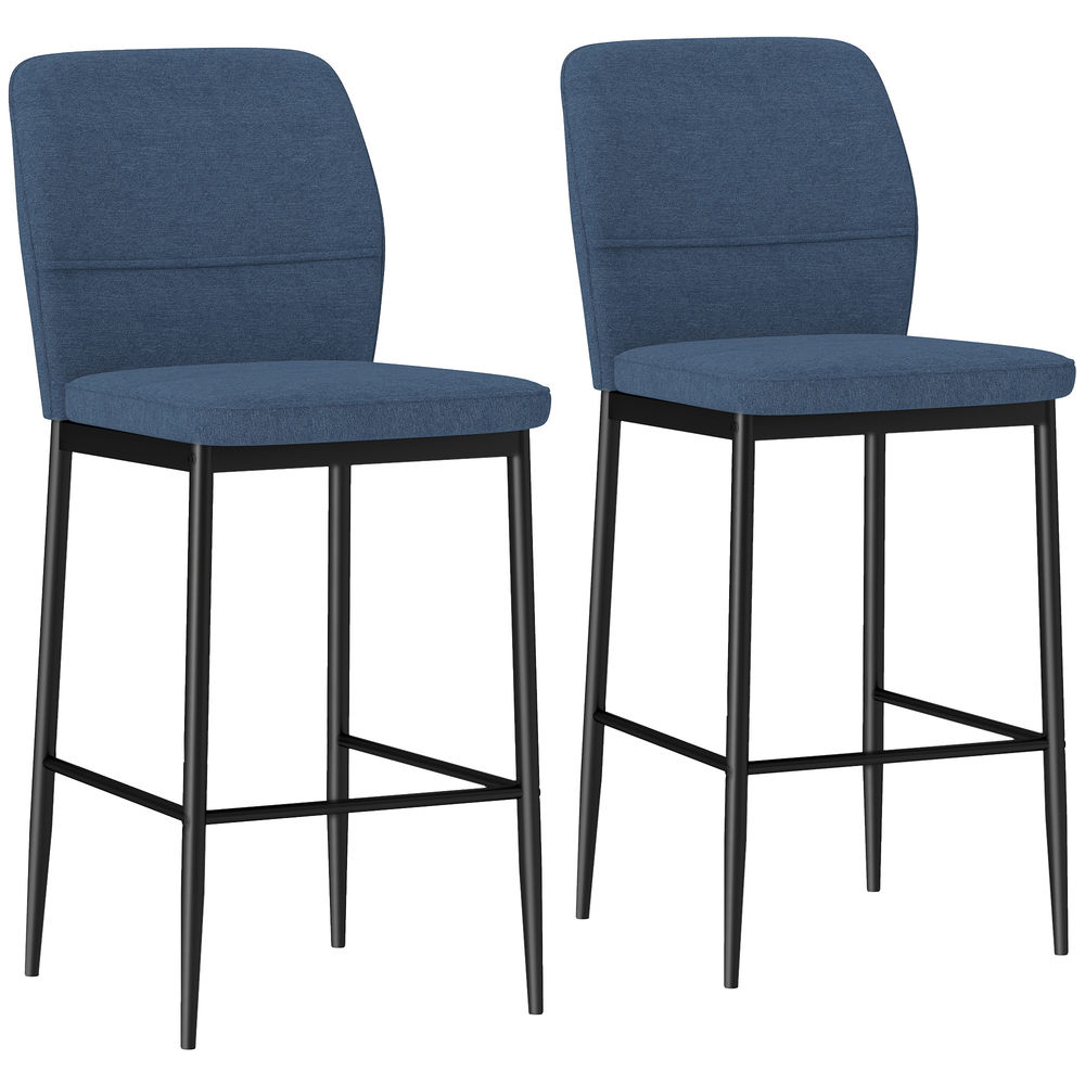 Taburetes de bar 41x52x97 cm terciopelo, acero color azul Homcom