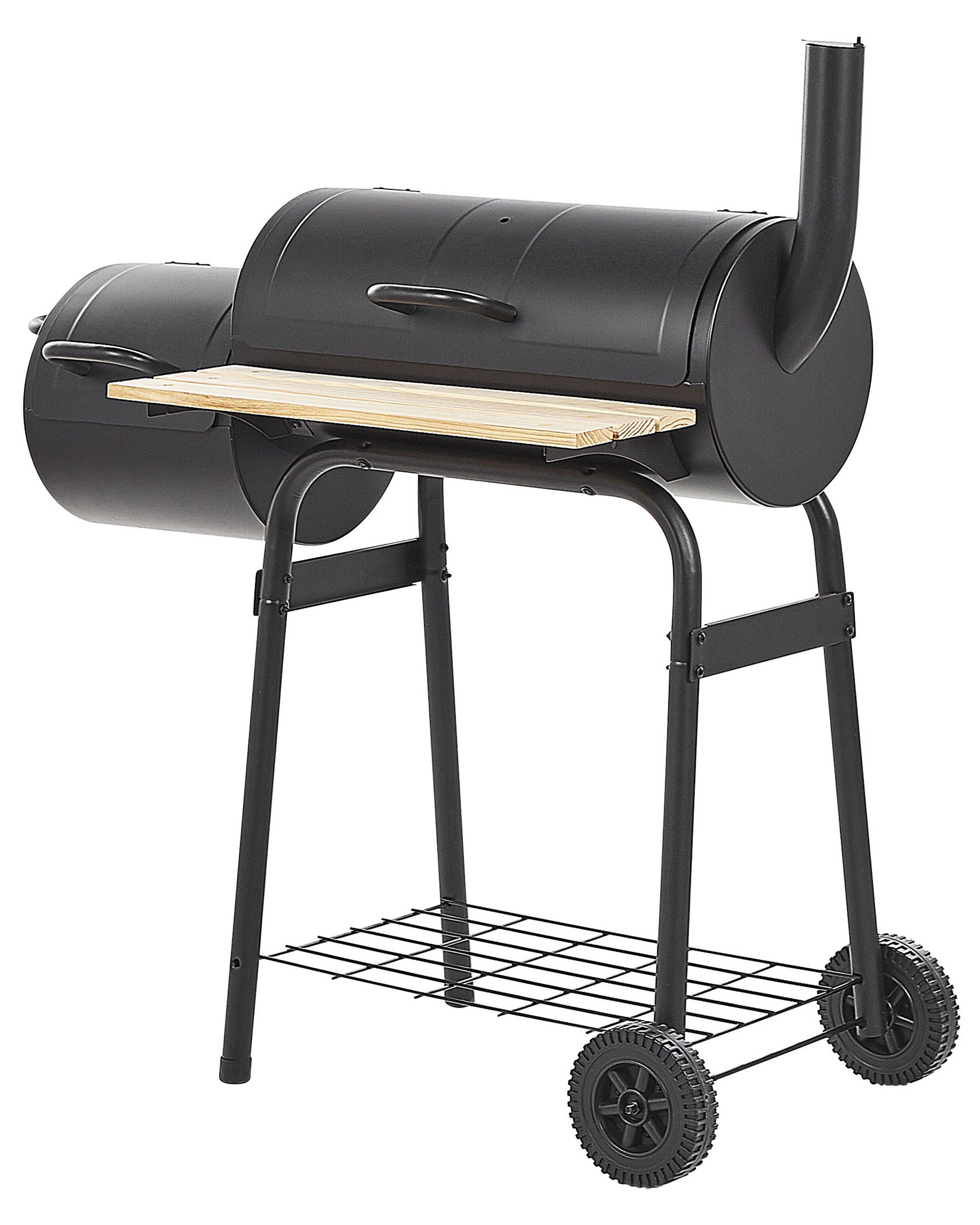 Barbacoa de carbón satah con ahumador metal negro