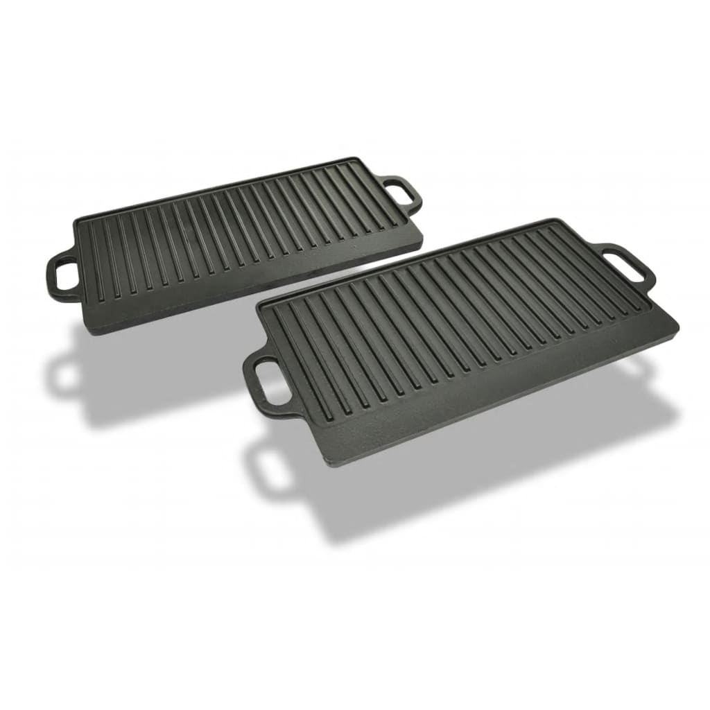 vidaXL placa parrilla de hierro fundido reversible 38x23cm 2 unidades
