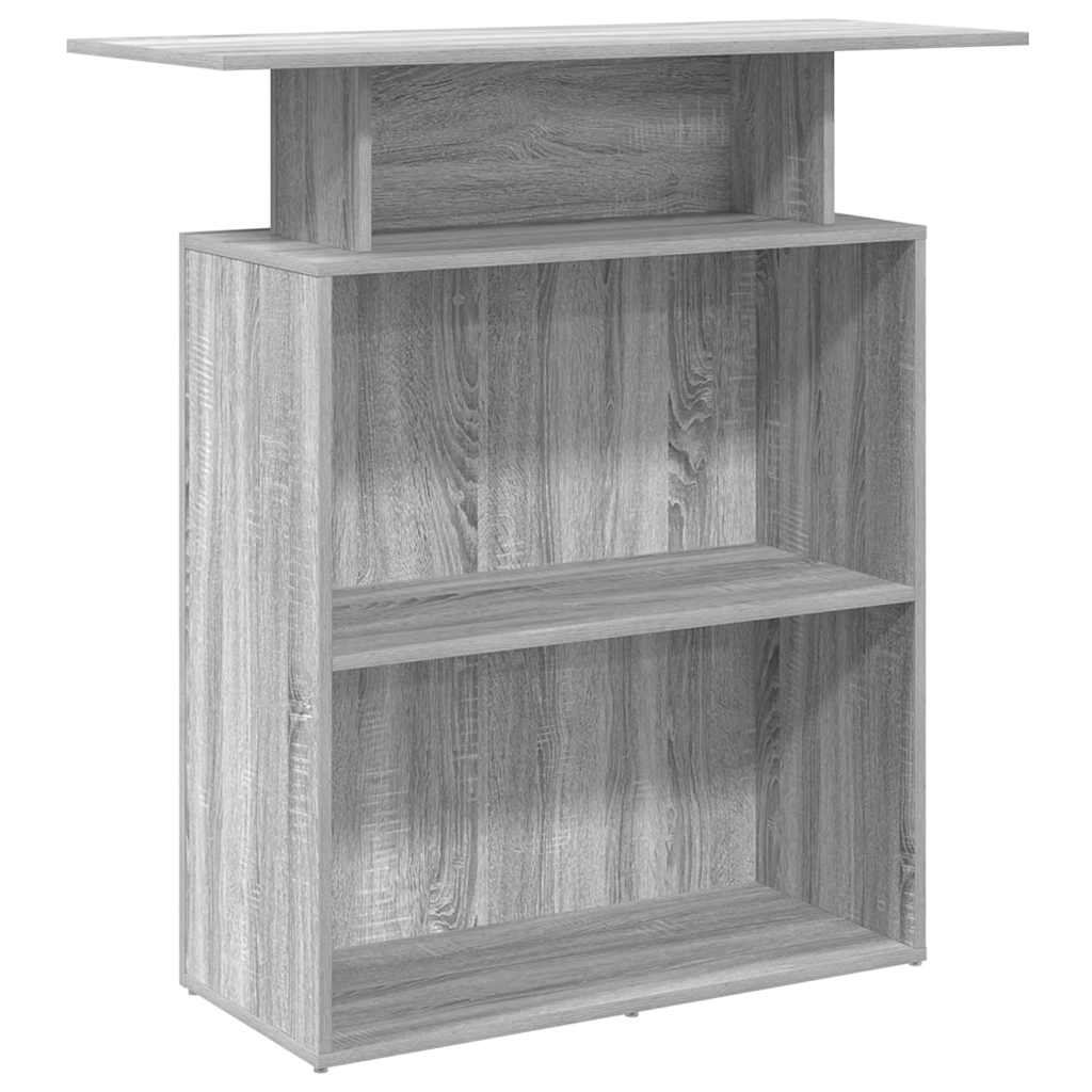 Mostrador de recepción de 100x40x104 cm con acabado en madera gris sonoma.