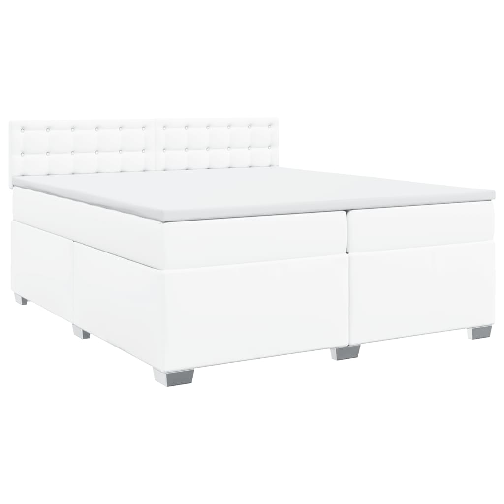 vidaXL cama box spring con colchón cuero sintético blanco 200x200 cm