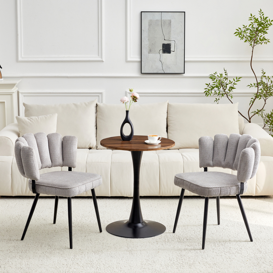 Conjunto de mesa y sillas redonda 60 cm gris claro y nogal negro