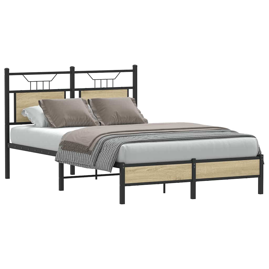 vidaXL estructura de cama sin colchón madera roble sonoma 120x190 cm