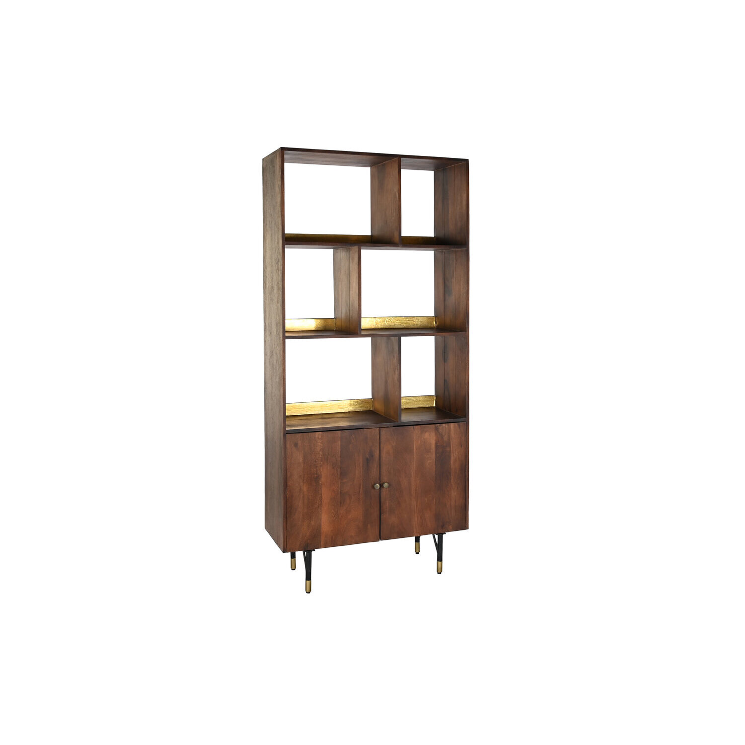 Estantería de madera de mango y metal 90x35x200cm