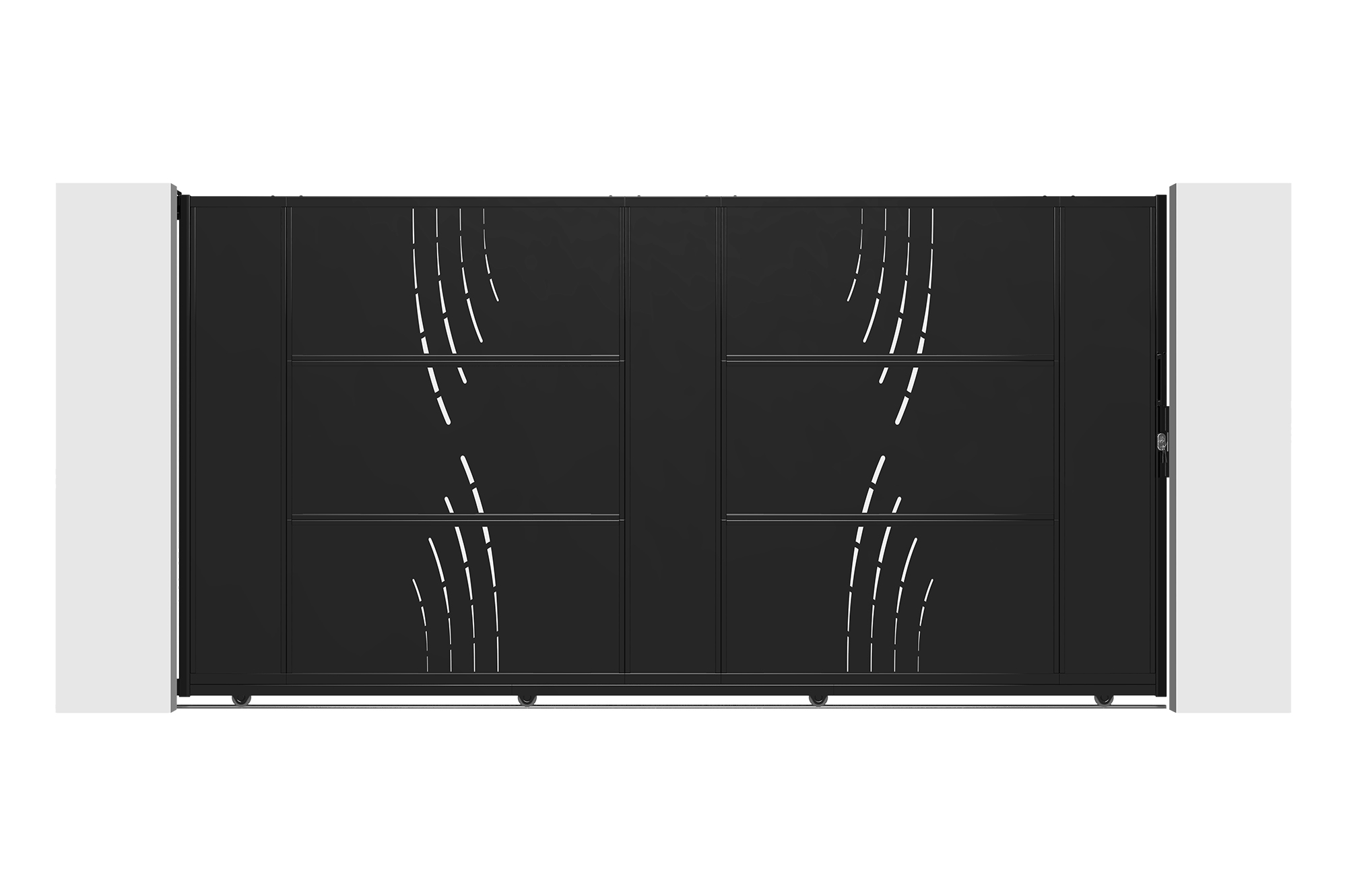 Puerta corredera acero 3,5m nali veleta 180cm negra + 2 postes