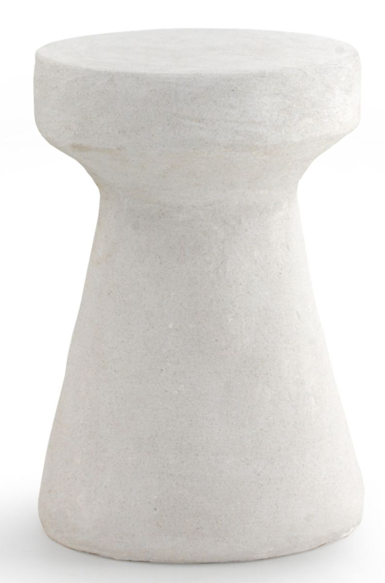 Mesa auxiliar de poliresina color cemento blanco, 32x32x47cm
