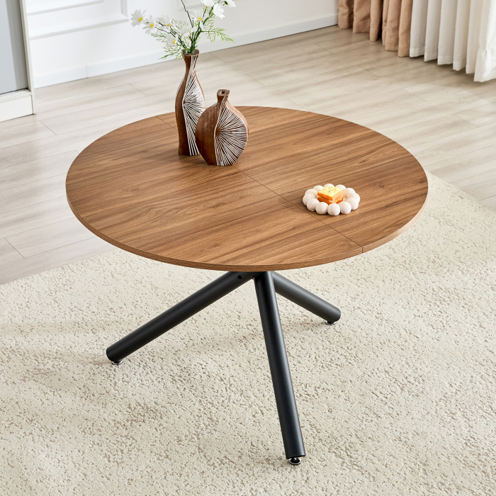 Mesa auxiliar redonda industrial negro nogal