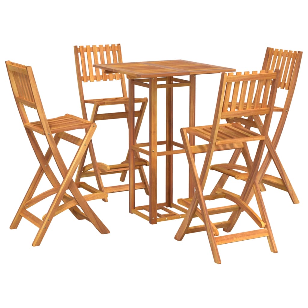 vidaXL juego muebles de bar de jardín 5 piezas madera maciza de acacia