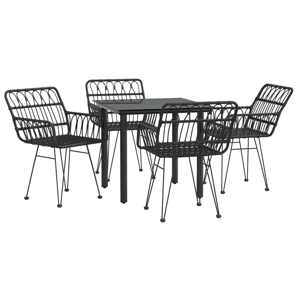 vidaXL juego de comedor de jardín 5 piezas ratán sintético negro