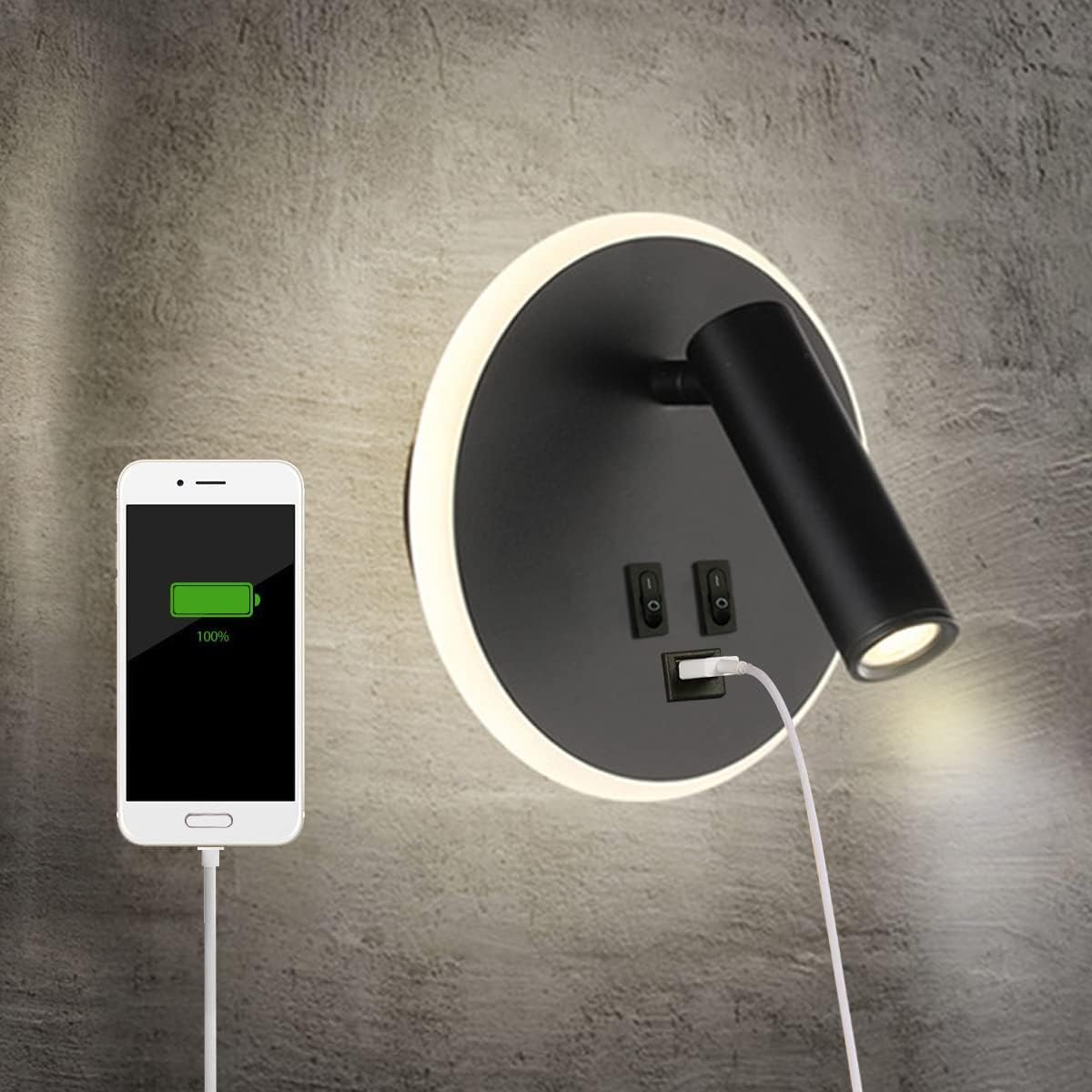 Aplique de pared interior usb 3 w