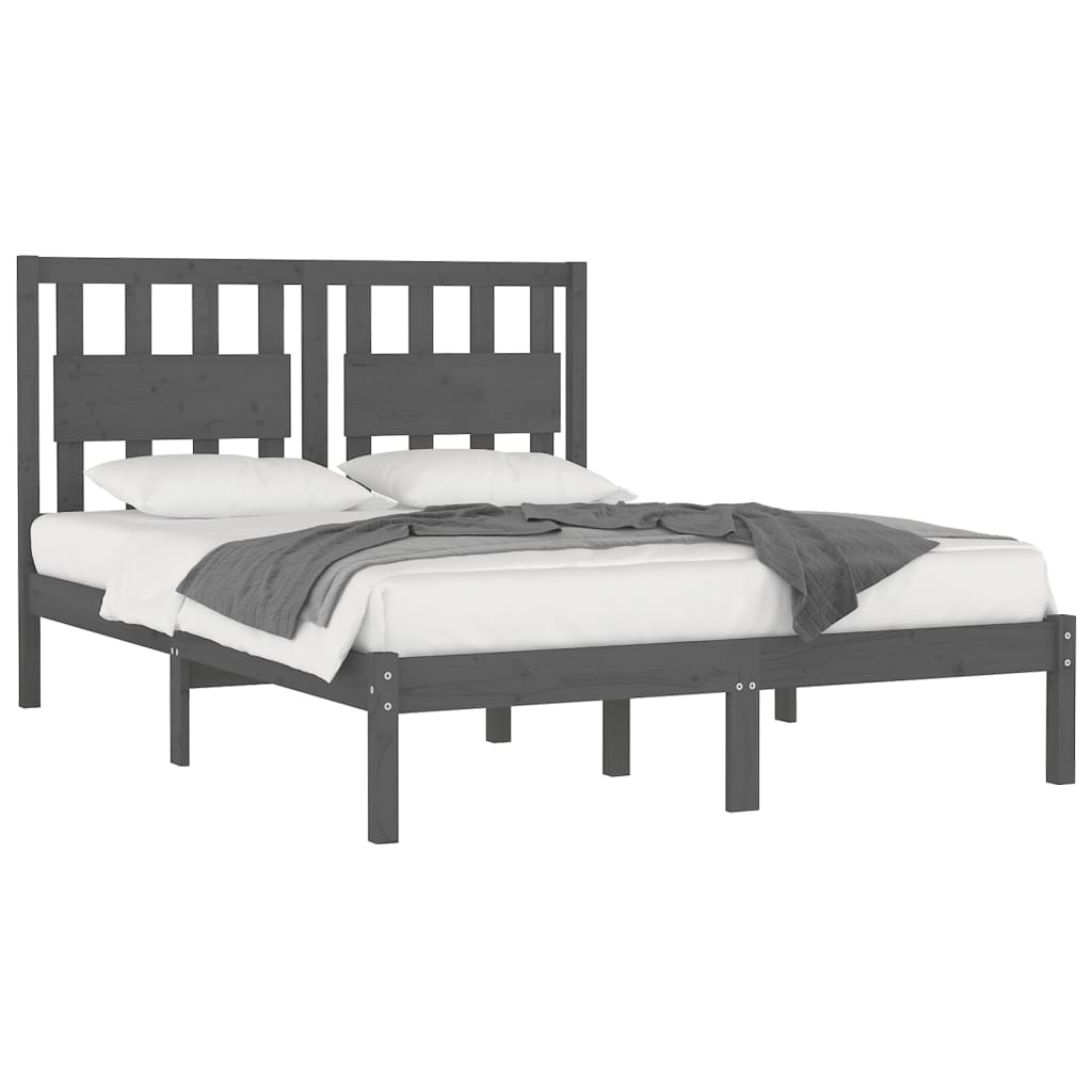vidaXL estructura de cama de madera maciza de pino gris 200x200 cm
