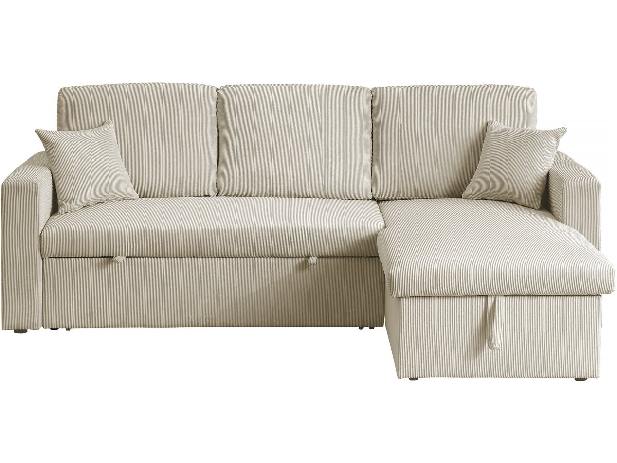Sofá esquinero convertible de pana <<alain>> - 3 asientos - beige