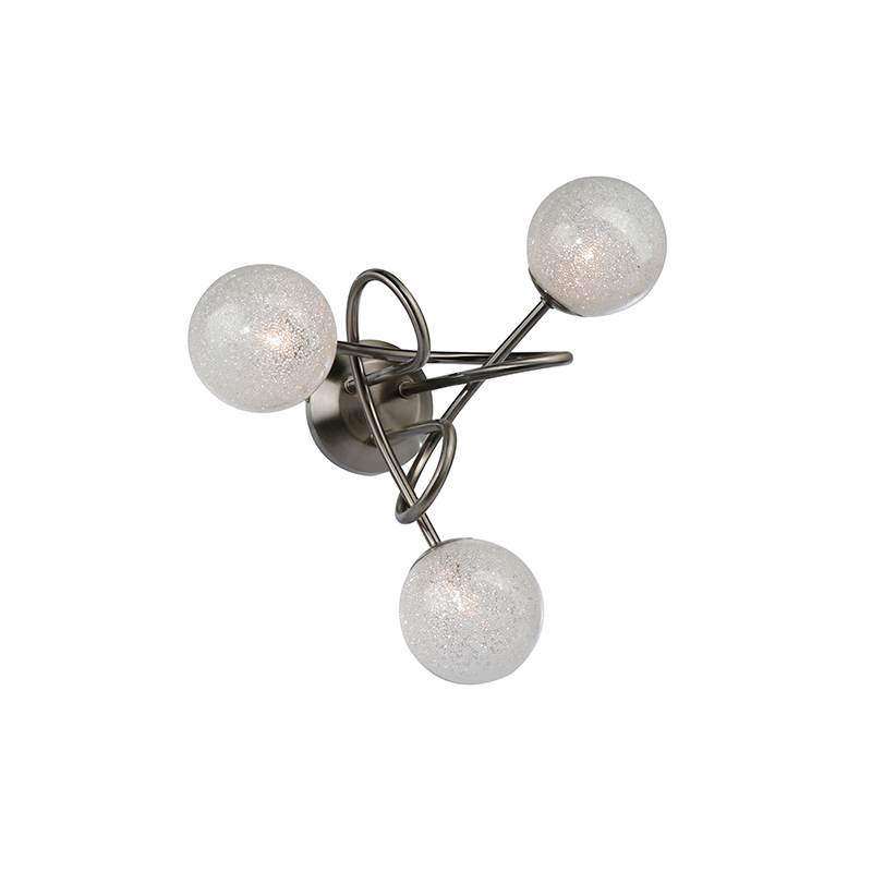Plafón 3xg9 esfera con cristal escarchado