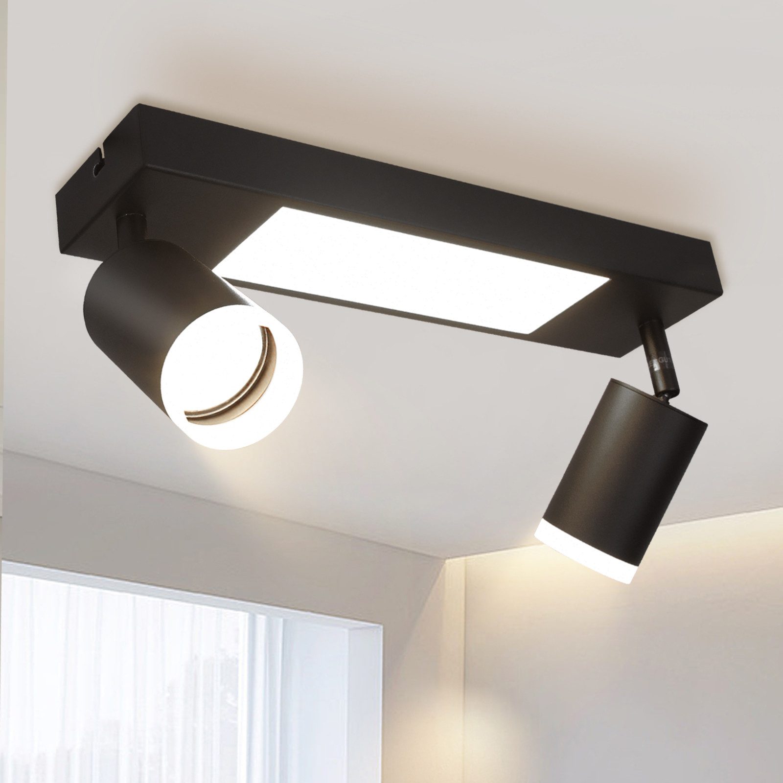 Nettlife lámpara de techo negro gu10 34x8