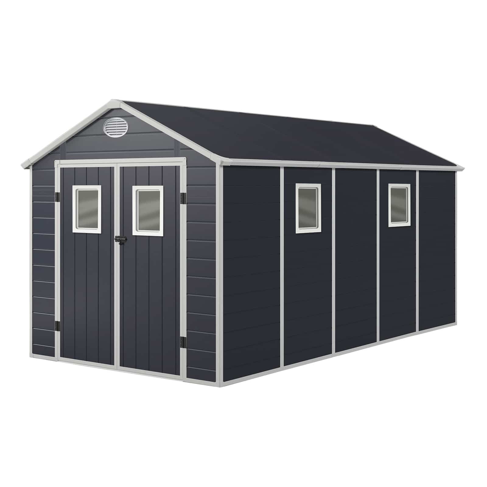 Caseta de resina de jardín gardiun zoe e - 11,04 m² 242x456x239 cm con suel
