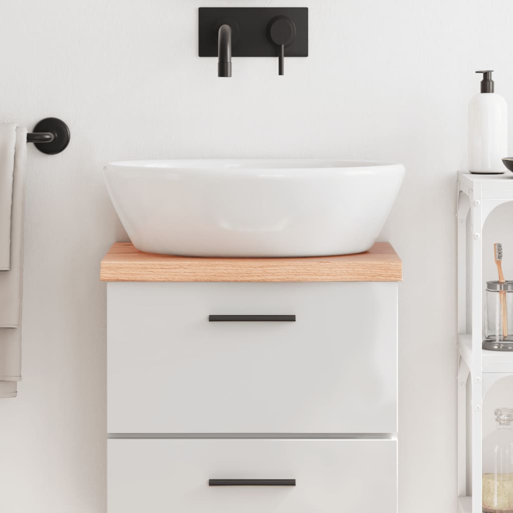 Encimera baño madera maciza tratada marrón claro 40x40x(2-4) cm eerf5607