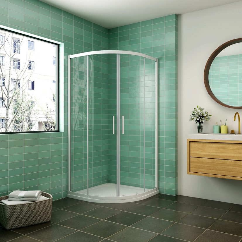 Mampara de ducha curva corredera,gris mate,vidrio 5mm,(78-80)x(78-80)x185cm