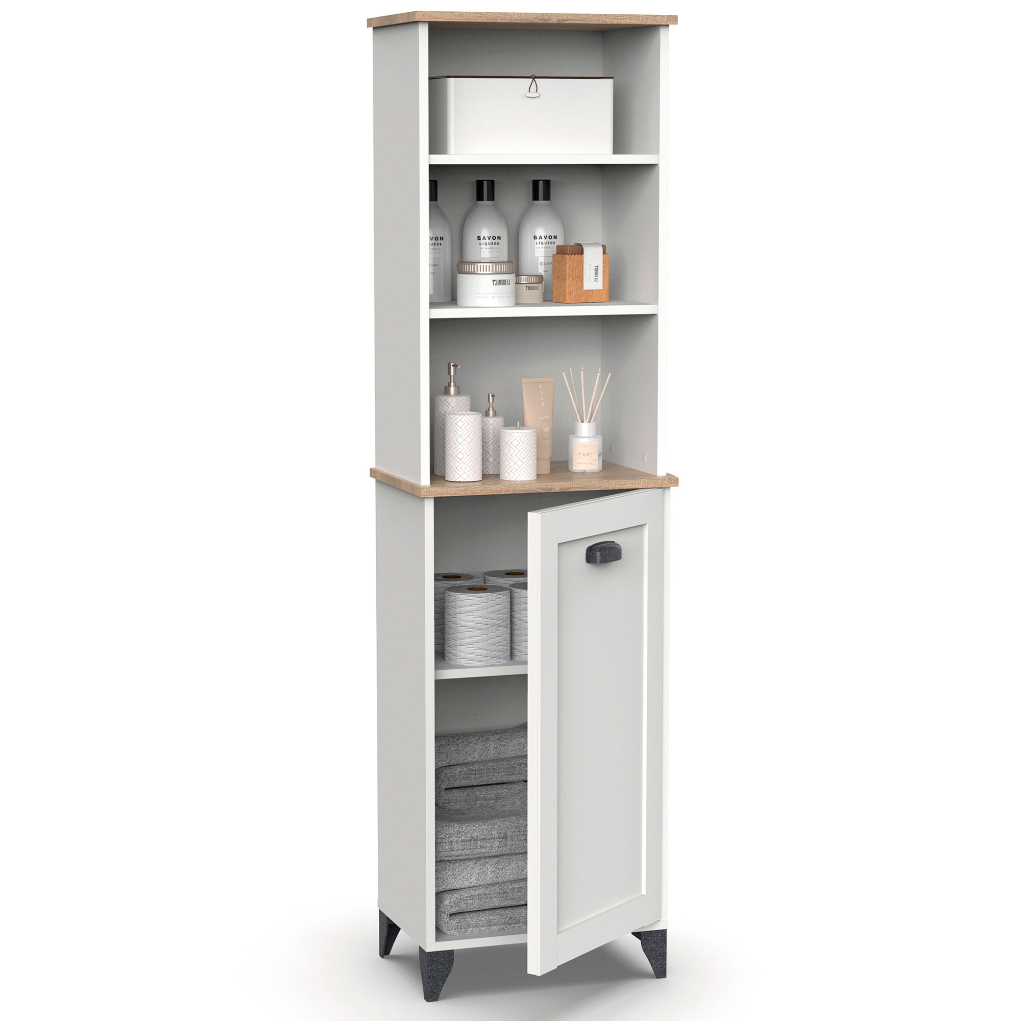 Columna de baño, mueble auxiliar, armario alt briebe eterna blanco