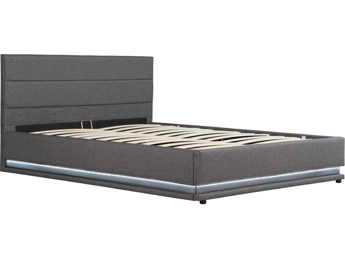 Cama con LED "anastasia" - 140 x 190 cm - gris oscuro