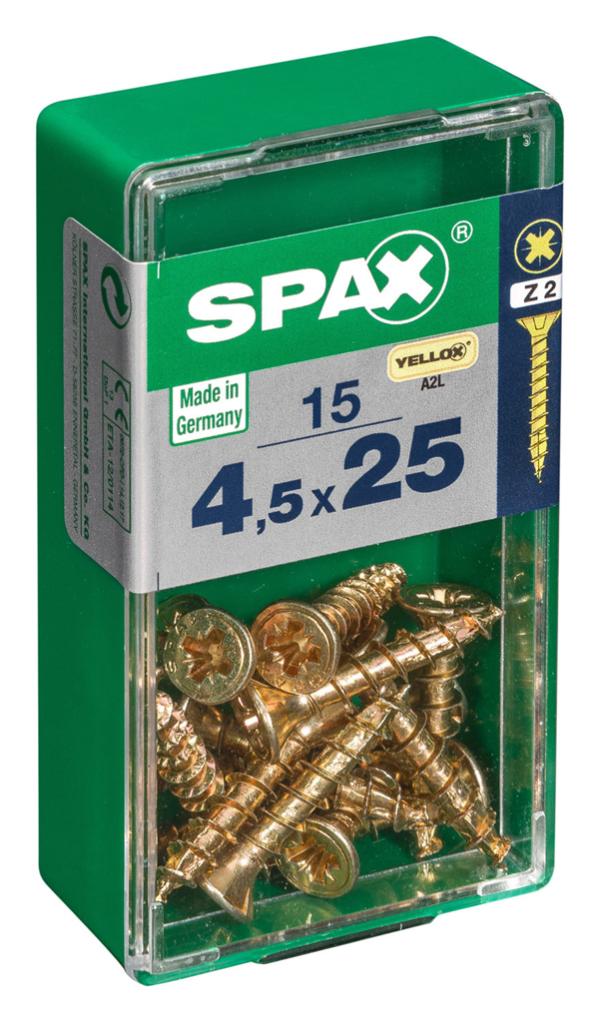 Caja 15 unid. Tornillo madera cabeza plana yellox 4,5x25mm
