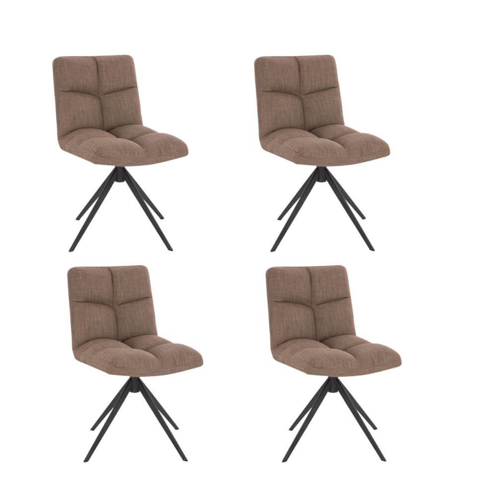 Silla de comedor giratoria de tela noda - lote de 4 gris / marrón