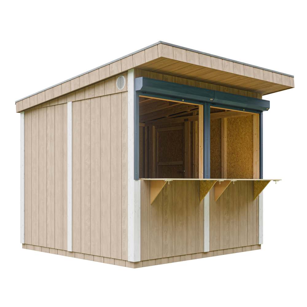 Quiosco de jardín Timbela m950-terra brown, 5,9 m², premium, 240×248×305 cm