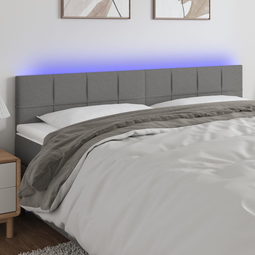 Cabecero con LED de tela gris oscuro 160x5x78/88 cm eso4698