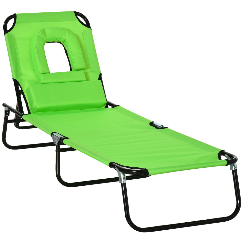 Tumbona plegable 190x56x28 cm acero y tela oxford color verde Outsunny