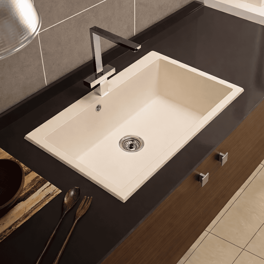 Fregadero cocina vali sobre encimera 81,5x51 cm resina beige