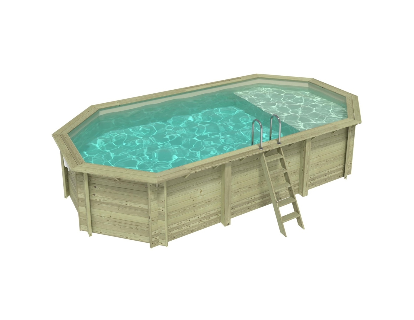 Piscina de madera nemo 7.3x3.97 – h.1.45 m con playa, arena, - sin solera