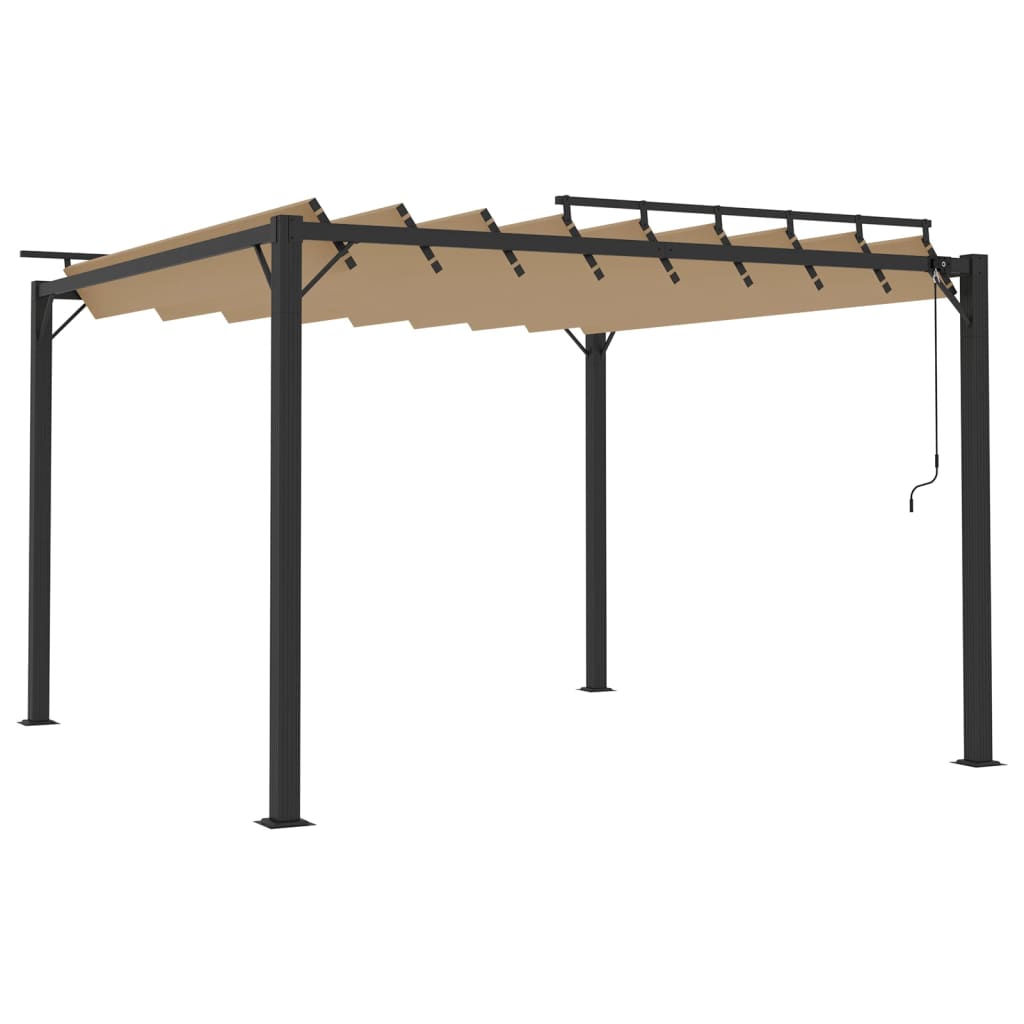 vidaXL cenador con techo de lamas tela taupé y aluminio 3x3 m