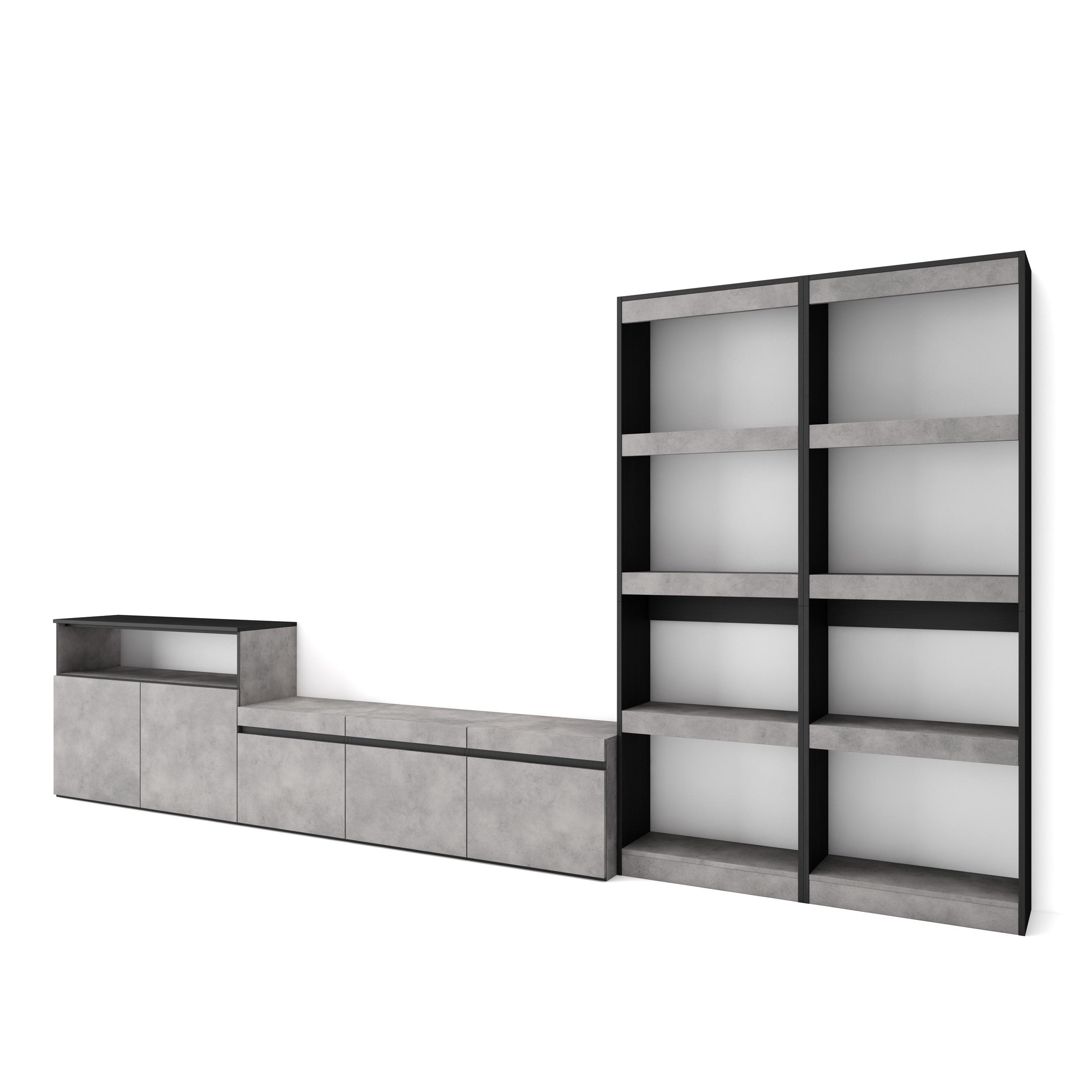 Muebles de salón para tv, 370x35x186cm, cemento rf3170